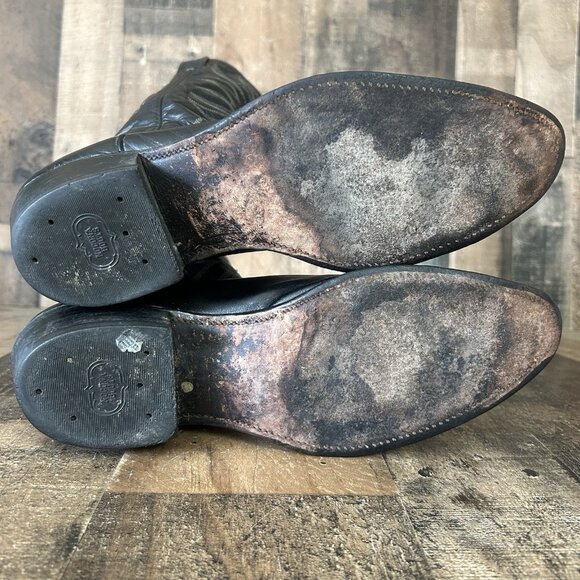 Nocona Vintage Black Western Cowboy Boots Mens 9.5 E - Picture 3 of 12